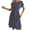 Dark Blue, variant on Fesfesfes Women Dress Casual Round Neck Printed Short Sleeve Dress Spring Bandage Dresses Clothes Sale