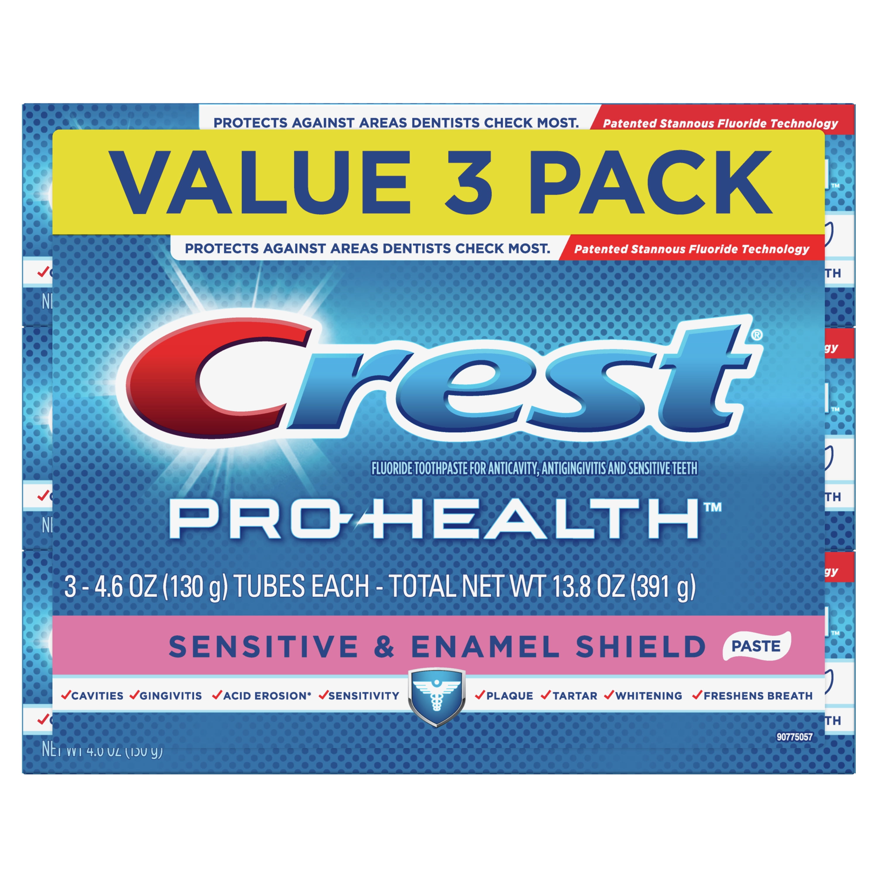 Crest Pro-Health Sensitive & Enamel Shield Toothpaste, 4.6 oz, Pack of 3