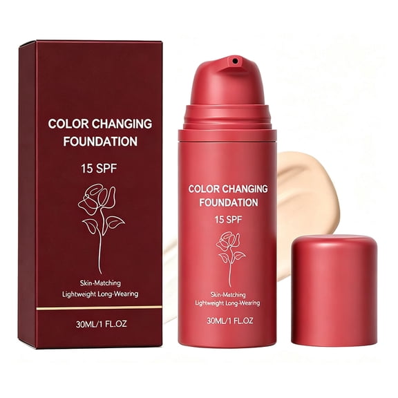 Color Changing Foundation 1 FL OZ, SPF 15 Skin‑Matching Hydrating Liquid Base Concealer Body Full Coverage Perfector, Foundation for Mature Skin, for All Skin Types