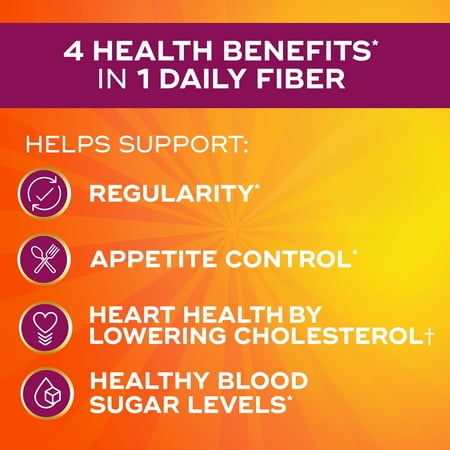 Metamucil Fiber Supplement, Sugar Psyllium Powder for Daily Digestive Health, Orange, 114 Servings