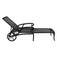 thumbnail image 4 of Hassch Outdoor Chaise Lounge Chair with 2 Wheels, Cast Aluminum Reclining with 3-Position Adjustable Backrest, Accent Chair for Patio, Beach, Yard, Poolside, Backyard, Black, 4 of 9