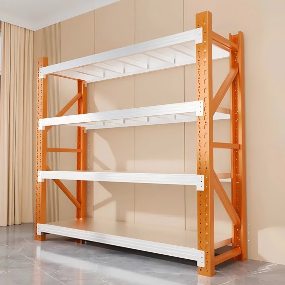 Welfiya 60"W Garage Shelving,4-Tier Heavy Duty Storage Shelves Unit with Adjustable Metal Shelf for Warehouse,Basement,Workshop,4500LBS,60"W x 20"D x 79"H,White&Yellow