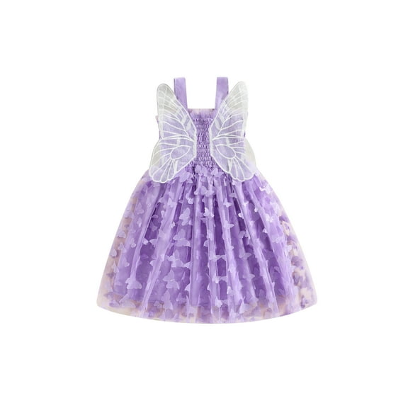 Toddler Baby Girl Halloween Outfit Fairy Wings Princess Dress 3D Butterfly Tulle Dress Cosplay Birthday Party Tutu Dresses