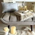 thumbnail image 2 of Gray Decorative Lumbar Pillow Cover 12" x 20" | Modern Satin Oblong Cushion Cover Striped | Crystal Hand Embroidered Pillowcases for Bed, Couch & Sofa, Modern Home Décor - Radiant Charm, 2 of 9