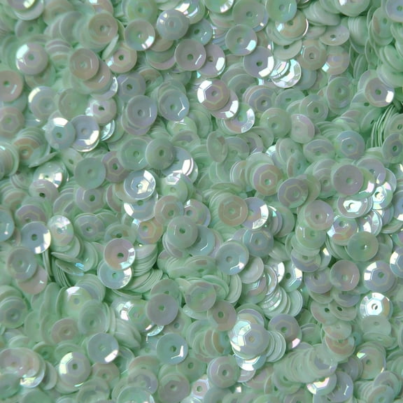 Mint Green Cup Sequins 5mm Opaque Rainbow Iris Made in USA