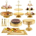 thumbnail image 1 of Soporte para tartas ELIMTEC, mesa de postre de metal dorado, juego de 11 piezas, 1 of 7