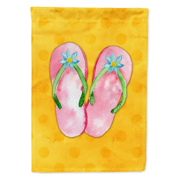 Carolines Treasures BB8222CHF Pink Flip Flops Yellow Polkadot Flag Canvas House Size  Large multicolor