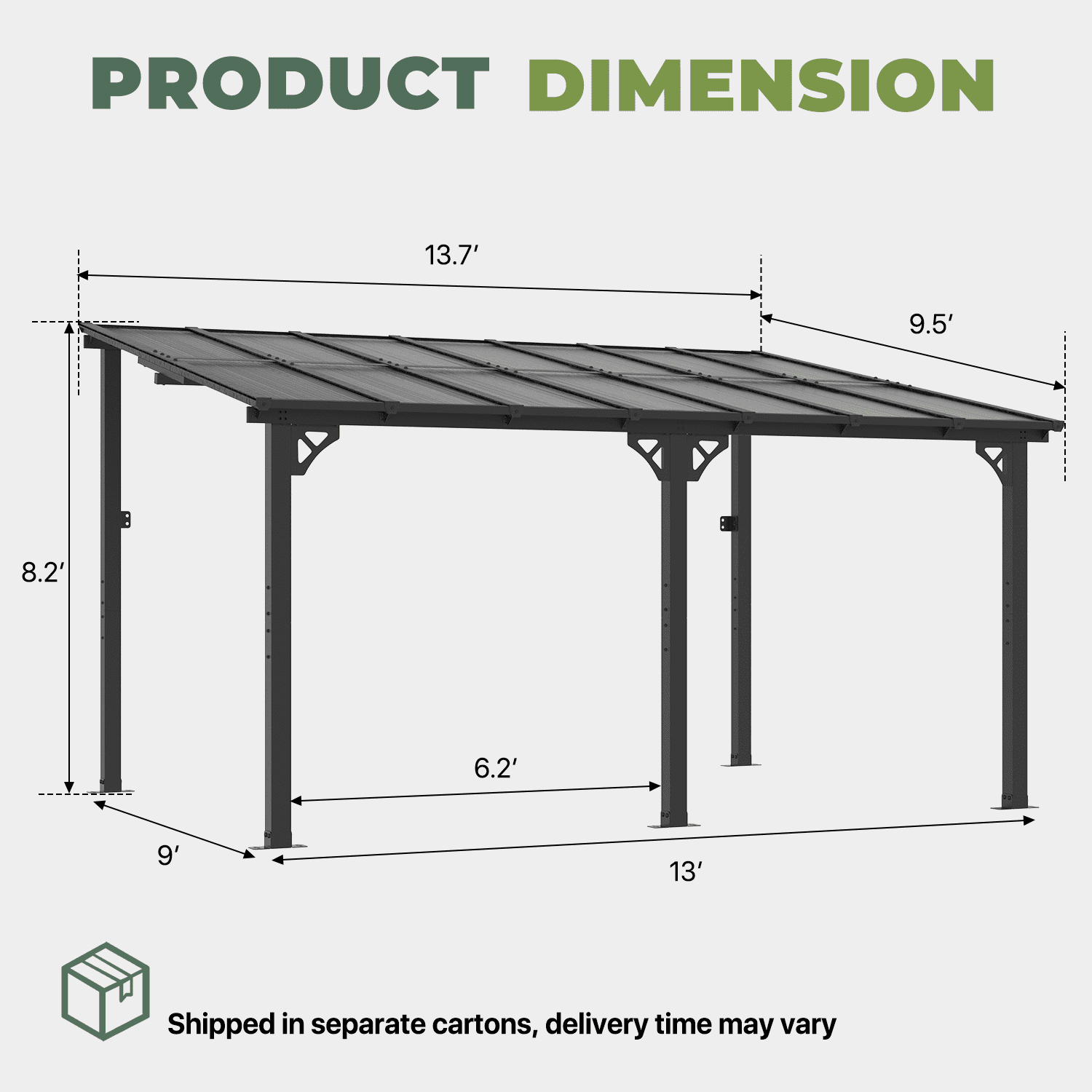BaPiPro 14x10 ft Wall-Mounted Hardtop Gazebo with Polycarbonate Roof, Aluminum Frame, Outdoor Patio Cover for Poolside or Backyard, UV Resistant