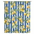 thumbnail image 2 of Lemon Flowers Sheer Curtains 63 Inches Long, Botanical Leaves Blue Vertical Stripes Light Filering Curtains, Breathable Simi Curtain Privacy Drapes for Living Room Bedroom Window Treatment, 2 of 9