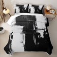 thumbnail image 2 of Erosebridal Gray White Black Bed Spread Queen, Abstract Aesthetic Queen Coverlet Set, Black Reversible 3-Piece 1 Quilt and 2 Pillowcases, 2 of 4