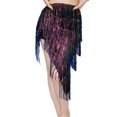 thumbnail image 2 of Fringe Sequin Skirts for Women Glitter Sparkly Mesh Front Midi Skirt for Night Club, 2 of 5