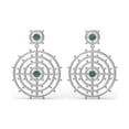 thumbnail image 2 of 4MM Round Emerald 925 Sterling Silver Circle Design Dangle Women Engagement Earrings, 2 of 4