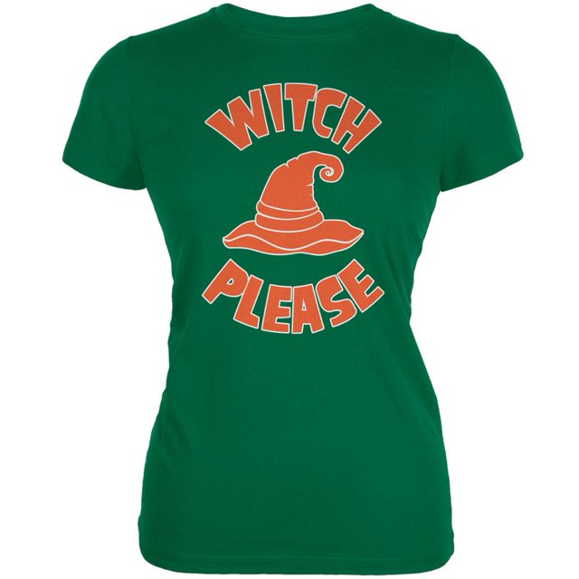 T-Shirt Doux pour Juniors Vert Kelly Sorcière d'Halloween s'Il Vous Plaît