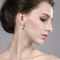 thumbnail image 2 of Gem Stone King 14K Yellow Gold Purple Amethyst and White Topaz Hook French Fish Ear Wire Dangle Earrings for Women (1.78 Cttw, Gemstone February Birthstone, Oval 7X5MM, Round 3MM), 2 of 3