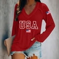 thumbnail image 4 of LEKODE Vintage 250th Anniversary USA Flag V Neck Patriotic Top for Women Independence Day Z2 Red L, 4 of 5