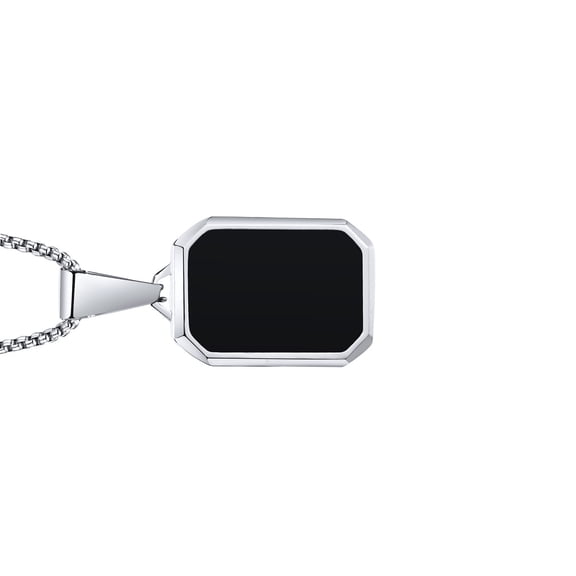 Rectangular Necklace Small Pendant Necklace Chain Necklace Stainless Steel Texture for Fashion Enthusiasts Present