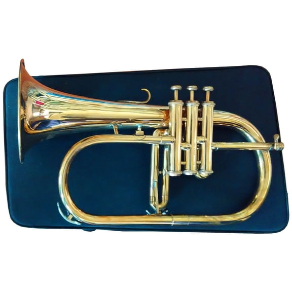 Flugel Horn Brass Finish Three Valve Bb with Hard Case and Mouthpiece