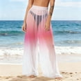 thumbnail image 5 of OGLCCG Women's Cover Up Pants See Through Sheer Mesh Chiffon Boho Beach Pants Gradient Color Wide Leg Flowy Long Palazzo Pant,M, 5 of 7