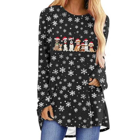 My Items Talove Long Sleeve Shirts for Women Graphic Printed Sweatshirt Women Fall Clothes Holiday Graphic Tee Womens Tops Fall Casual Christmas Shirts