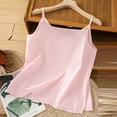 thumbnail image 4 of Mrat Built In Bra Tank Tops Women's Summer Casual Fashion Comfort Solid Color Loose Round Neck Sleeveless Cotton and Linen Tops Casual Tank Tops for Women S-156 Pink-A M, 4 of 6