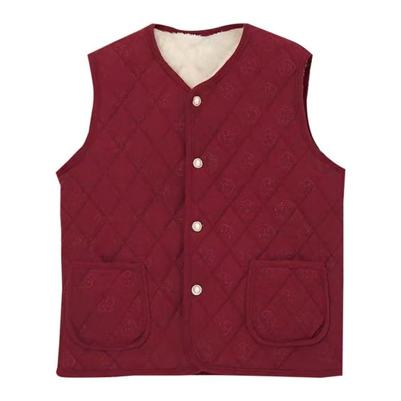 Women Argyle Vest Fleece Thicken Sleeveless Winter Warmth Outwear Open Front Shacket Jacket Quilted Puffer Coat Parka Vests V Neck Outerwear Button Down Peacoat Fashion Clothing