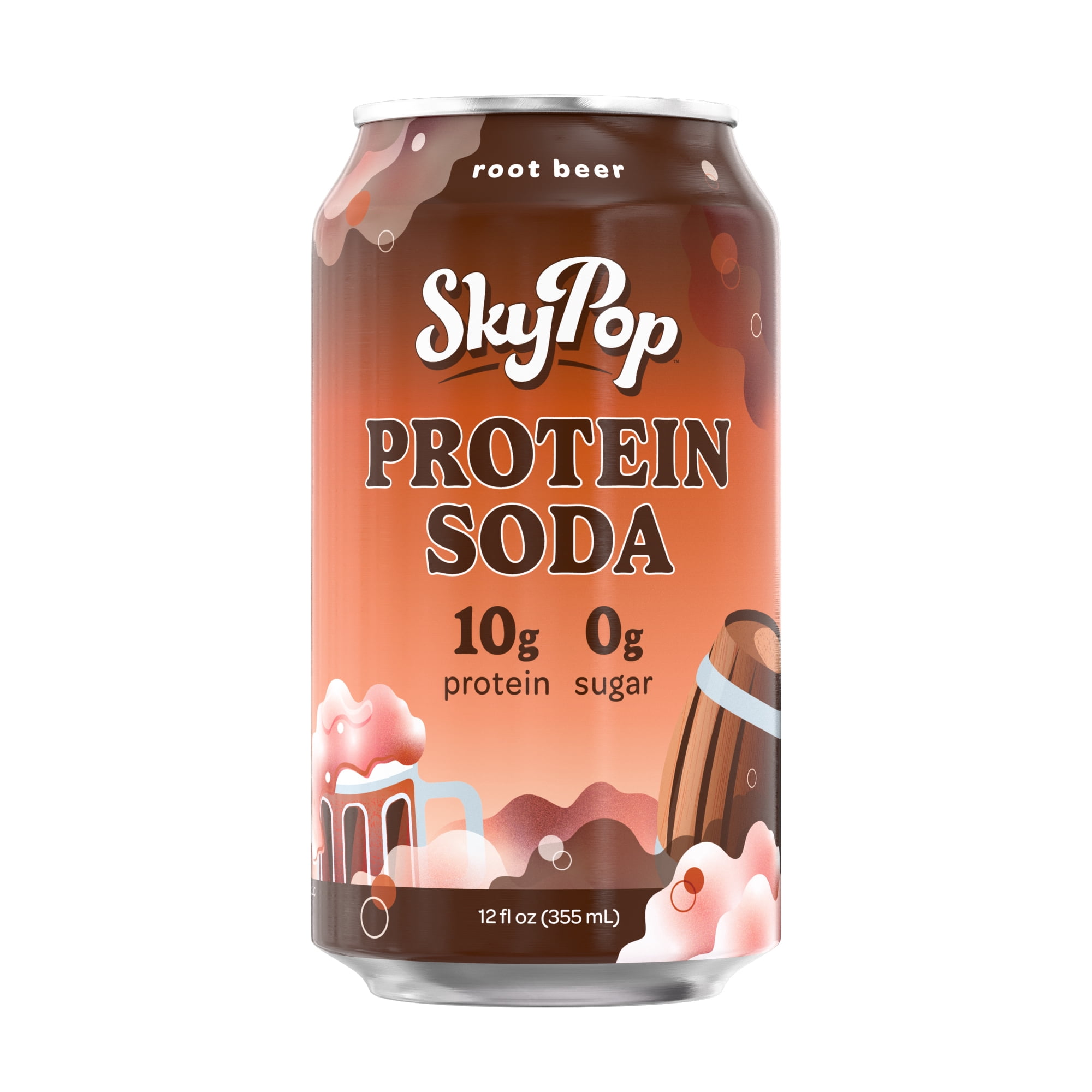 SkyPop™ Protein Soda - Next-Generation Soda Crafted with Bold Flavor, 10g of Whey Protein, & Only 45 Calories - No Artificial Flavors or Colors - Sugar, Gluten & Caffeine Free - (12 Pack, Root Beer)