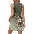 thumbnail image 5 of WTOBBY Women's Fashion Casual Printed V-Neck Button Vest Sleeveless Dress with Pocket, Floral Print for Summer Wear, Airy and Stylish Design for Vacation and Everyday Use,Green L, 5 of 5