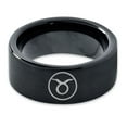 thumbnail image 2 of Tungsten Horoscope Taurus Band Ring 9mm Men Women Comfort Fit Black Flat Cut Brushed Polished, 2 of 4