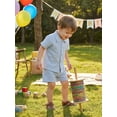 thumbnail image 3 of BemeyourBBs Toddler Baby Boy Summer Clothes 2 Pieces Outfits Textured Short Sleeve Button Down UP Collar Shirts Pockets Shorts Set, 3 of 8