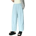 thumbnail image 2 of PNTUTB Ladies' Summer Thin Casual and Comfortable Ice Silk Side Pocket Wide Lazy Haren Pants Long Pants, 2 of 5