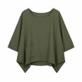 thumbnail image 4 of Womens Oversized Tshirts 3/4 Batwing Sleeve Crew Neck Cotton Tops Boho Loose Tunic Summer Work Blouse Casual Basic Tee Shirts, 4 of 4