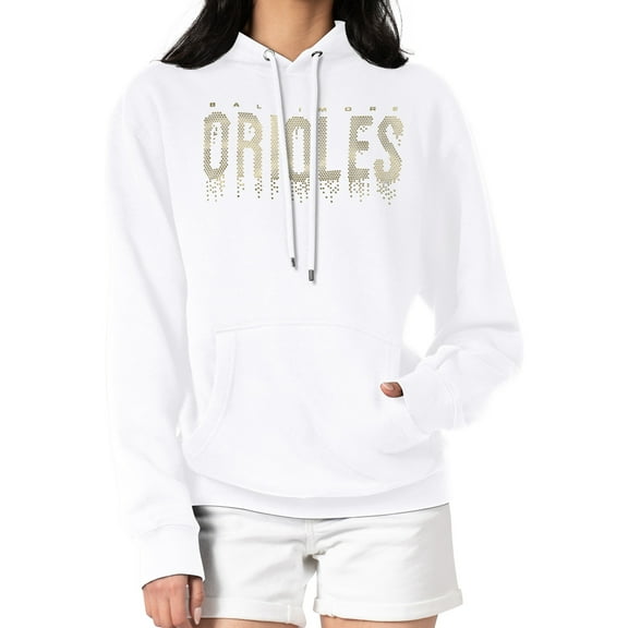 Women's G-III 4Her by Carl Banks  White Baltimore Orioles Metallic Drop Fleece Hoodie