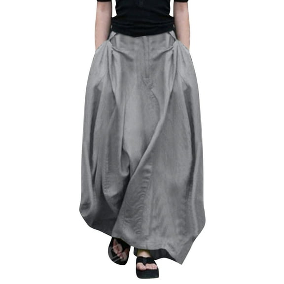 Bovxnpu Plus Size Skirts For Women, Women's Long Maxi Skirts A Line High Waisted Skirt With Pocket, Womens Casual A Line Skirt High Waisted Long Skirt M