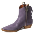 thumbnail image 4 of YDN Women Classic Square Closed Toe Ankle Boots Back Zipper Stacked Low Heel Wide Calf Booties Casual Dressy Shoes Size 13 Purple, 4 of 5