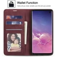 thumbnail image 2 of Premium PU Leather Flip Folio Case for Samsung Galaxy S10, Protective Case with Kickstand Card Slot  Closure Shockproof Wallet Cover for Samsung Galaxy S10 - Wine Red, 2 of 14