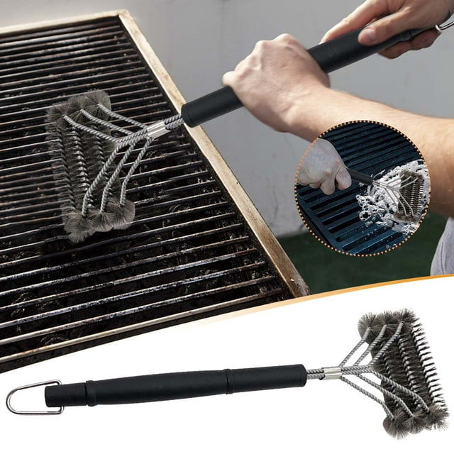 Fiudx Cepillo de Acero Inoxidable con Mango Largo para Limpiar Parrillas, Seguro y Eficiente, Herramienta de Limpieza Duradera y Antioxidante, Ideal para Cocinar Al Aire Libre, Regalo Perfecto para L