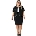 thumbnail image 3 of DARING DIVA Women's Plus Tweed Blazer Button DownStylish Office Jacket 1X Black, 3 of 6