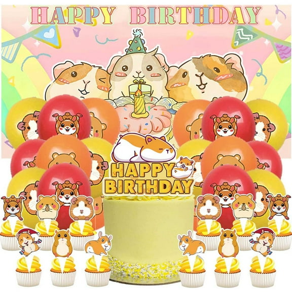 Guinea Pig Party Supplies Latex Balloons Decor Banner Backdrop Kit Birthday Decorations