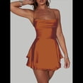 thumbnail image 4 of Mono Elegante de Satén para Mujer, de Verano, Sin Mangas, con Espalda Descubierta, Tirantes Finos y . Marrón Oscuro L, 4 of 6