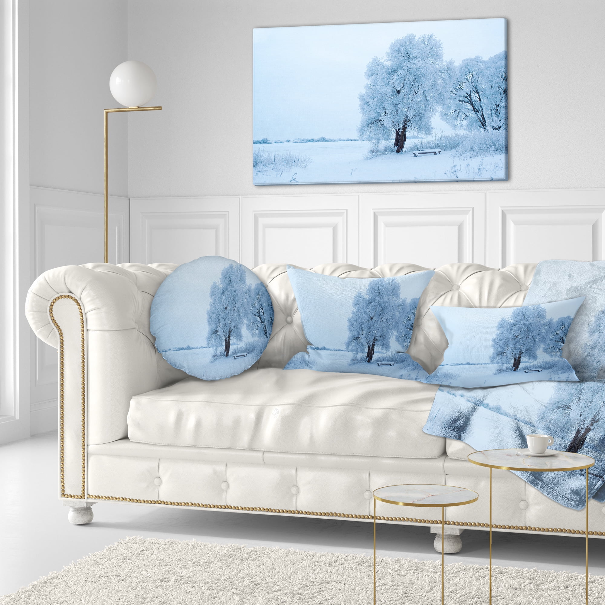 Designart Foggy Yuriev Monastery - Landscape Printed Throw Pillow - 12x20