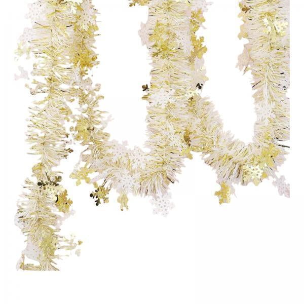 5 Guirnaldas Navideñas Con Purpurina Larga Para Suministros Decorativos Para Fiestas De Cumpleaños, Copos De Nieve Dorados
