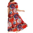 thumbnail image 3 of Frontwalk Women Long Dress Crew Neck Sundress Floral Printed Maxi Dresses Summer Tunic Short Sleeve Picture color 10 3XL, 3 of 3