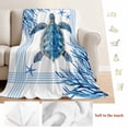 thumbnail image 5 of Ocean Turtle Blanket Soft Cozy Warm Throw Blanket for Couch, Plush Fuzzy Flannel Fleece Blankets for Sofa, Blue Coastal Starfish Coral Stripes Retro Bed Blankets Lightweight Gifts for Women, 40"x60", 5 of 9