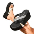thumbnail image 6 of CYMMPU Women's Rhinestone Flip Flops, Open Toe Platform Wedge Thong Sandals, Slip Resistant Summer Beach Outdoor Casual Slip On Shoes Black 38, 6 of 8