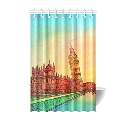 MKHERT London Big Ben Elizabeth Tower Polyester Fabric Bathroom Shower Curtain 60x72 inch