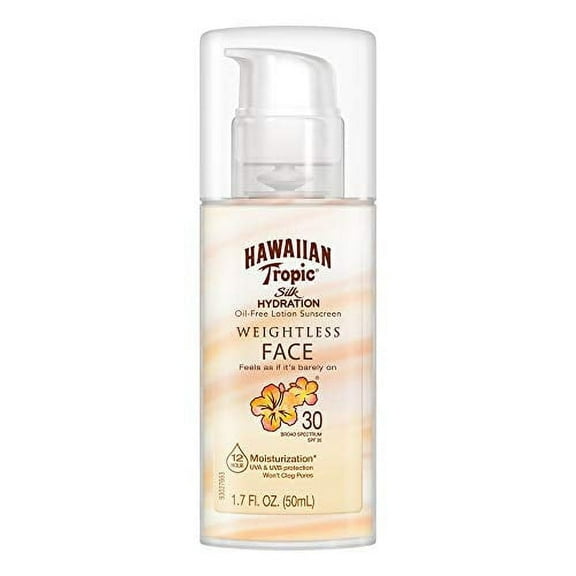 Hawaiian Tropic Silk Hydration Weightless Sunscreen Face Lotion, Broad-Spectrum Protection, SPF 30, 1.7 Ounces