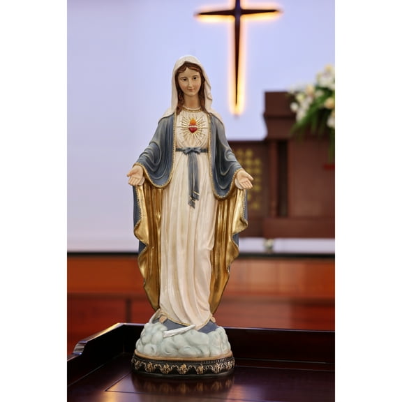 Hi-Line Gifts Sacred Heart Virgin Mary Outdoor Garden Statue with Open Hands - 23.5"