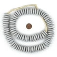 thumbnail image 2 of The Bead Chest Grey Ashanti Glass Saucer Beads 23mm Ghana African Large Hole 26 Inch Strand Handmade, 2 of 4
