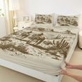 thumbnail image 3 of Castle Fairy Boys Girls Western Cowboys Twin Sheet Sets 3pcs,Botanical Plants Desert Cactus Twin Fitted Sheet Microfiber,Southwestern Vintage Aesthetic Breathable Flat Sheet,Lightweight Room Decor, 3 of 7