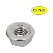 Uxcell M6 Thread Stainless Steel Serrated Hex Flange Nuts Silver Tone (26-pack)